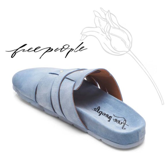 Free People Sunday Season Footbed Mules In Bluebell